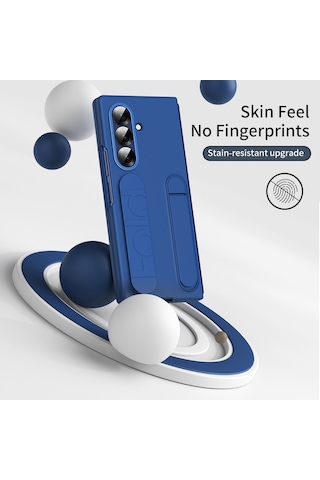 Samsung Galaxy Uyumlu Z Fold7 5g Kılıf, Temperli Cam Film Destekli Bileklik, Pc + Silikon Telefon Kılıfı - Mavi Mavi