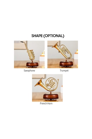 Ulzyvf Doğa Müzik Kutusu - Pirinç Üflemeli Çalgı Minyatürü Korno, Trompet Veya Saksafon Seçenekli - Mekanik Kurmalı Müzik Kutusu