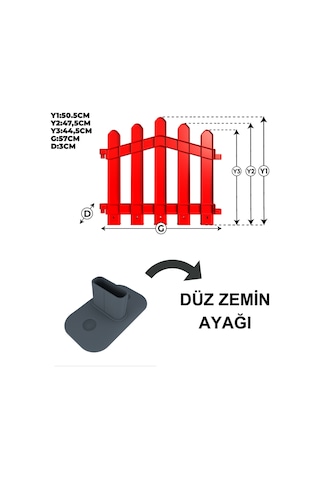 Dekoratif Plastik Alan Oluşturma Ve Bahçe Çiti 10 Adet Çit Y: 50 Cm / G: 5.5 M Sert Zemin Ayaklı - Beyaz