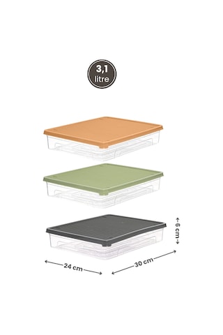 3 Lü Geniş Buzdolabı Düzenleyici Set, Buzluk Derin Dondurucu Buzdolabı İnce Saklama Kabı 3x3100ml Çok Renkli