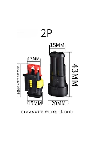1 Adet 2 Pin Süper Seal Konnektör Su Geçirmez Oto Dişi Erkek (552489464)