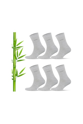 6 Çift Kutulu Bambu Klasik Erkek Çorap Gri