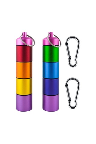 Küçük Metal Hap Düzenleyici Kılıf Anahtarı, İstiflenebilir Seyahat Sevimli Hap Kutusu Tutucu