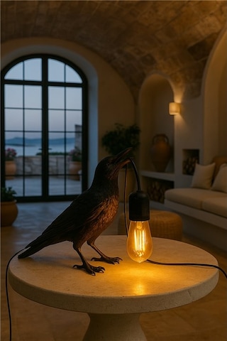 3d Lab Decorative Karga Figurlu Dekoratif Masa Lambasi - Siyah Moder Siyah