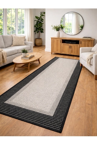 Mess Modern Dekoratif Yumuşak Dokulu Sisal Halı 3945 Gri Siyah Çok Renkli
