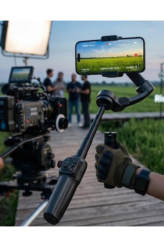 Profesyonel Telefon Video Sabitleyici Gimbal Stabilizer Vlog Aparatı