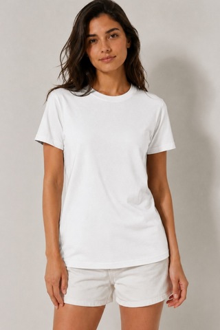 Bym Style Unisex Basic Beyaz Bisiklet Yaka Kısa Kollu Pamuklu Tişört