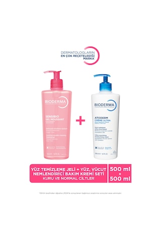 Normal Ciltler Micellar Yüz Temizleme Jeli & Kuru Ciltler Nemlendirici Yüz, Vücut Kremi 2'li Set