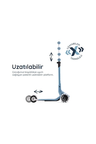 Smartrike Xtend Mini+ 2 Aşamalı Büyüyen Çocuk Scooter 2-9 Yaş Katlanabilir Led Tekerlekli Ocean Blue