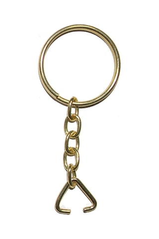 Anahtarlık Halkası, Halka + Zincir + Üçgen, 24mm, Altın, Sarı, 1