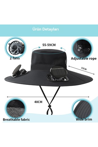 2025 Yeni Güneş Fanı Açık Hava Balıkçılık Şapkası