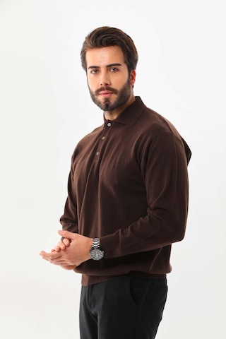 Ersin Triko Erkek Polo Yaka Yün Kazak 4135 Kahverengi