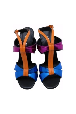Poletto Hakiki Deri Altın Sandalet Topuklu 6564 178-870 Altın