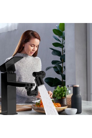 Qianfan Evrensel Musluk Genişletici - 1080 Döner Musluk Gümüş