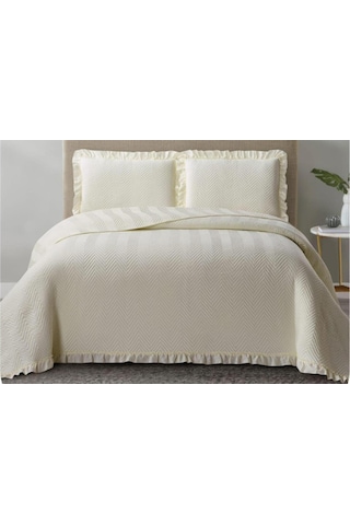 Kapitoneli Yatak Örtüsü Tek Kişilik Dubai Krem Çok Renkli