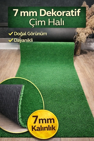 7 Mm Dekoratif Çim Halı Doğal Görünüm, Pratik Kullanım 100 x 200
