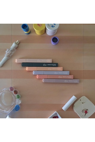 Cengo 6 Lı Kare Tip Highlighter Fosforlu Kalem Cream Serisi Genel