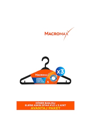 Döner Başlıklı Elbise Askısı - 4x3 - 12 Adet