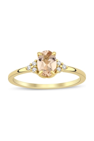 Morganite Oval Tektaş Pırlanta Yüzük