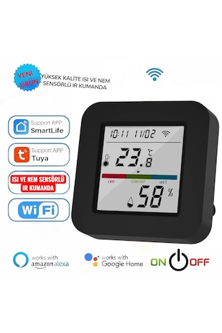 Tuya Destekli Wifi Akıllı Isı Ve Nem Sensörlü Ir Kuman