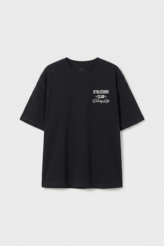 Siyah Oversize Kısa Kollu Baskılı Kız Çocuk T-shirt - 75175