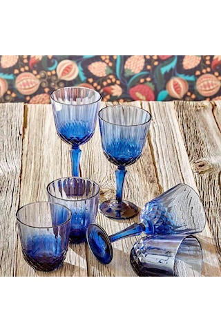 Bella Maison Colore Kesme Bardak-kadeh Seti 12'li Mavi Mavi