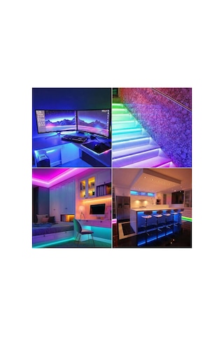 Wn-1161 Şerit Led 5 Metre Rgb Led Işık Uzaktan Kumandalı Tak Çalıştır 3 Çipli İç Mekan Led Çok Renkli