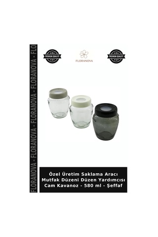 Özel Üretim Saklama Aracı Mutfak Düzeni Düzen Yardımcısı Cam Kavanoz - 580 Ml - Şeffaf Çok Renkli