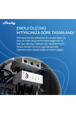 Shelly 3em-63w Gen3 Akıllı 3 Faz Enerji Ölçer