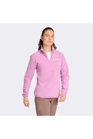 Adidas Multi Essentials 1-2 Zip Fleece Kadın Mor Yürüyüş Polar Düz Jm3120 Pembe