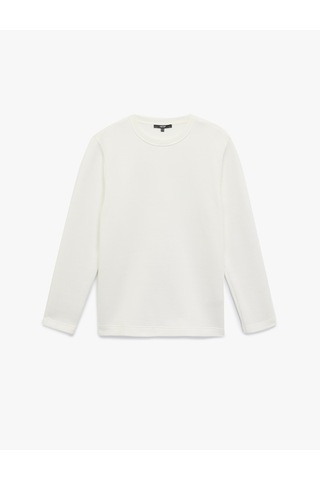 Koton Uzun Kollu Pamuklu Bisiklet Yaka Basic Sweatshirt Ekru 6wam70028mk Ekru