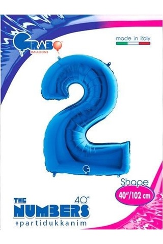 2 Rakam Folyo Balon Mavi 40ınc 100cm Çok Renkli