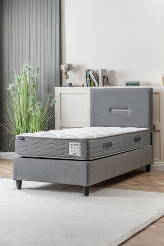 Cennet Yatak Jasmine Serisi Tek Kişilik Sandıklı Baza Ve Başlık Full Ortopedik Paket Yaylı Yatak Takımı 3 Lü Set 90 x 190