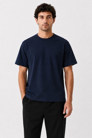 Masion Rae Erkek Premium Lacivert Oversize Tişört Nefes Alan Yumuşak Dokulu Terletmeyen Rahat Kalıp Basic