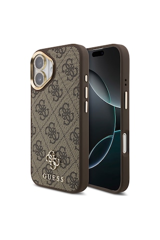 Apple Uyumlu iPhone 17 Guess Lisanslı 4g Yazı Logolu Kılıf&ekran&lens Koruyucu 3in1 Aksesuar Seti Kahverengi Kahverengi