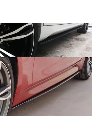 Üniversal Marşpiyel Lipi Alt Yan Bıçak Bmw F30 Tip 204cm Kesilebilir Piano Black Parlak Siyah 2li Set