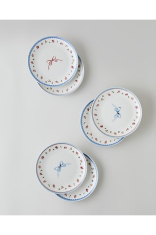 English Home Maze Porselen 6'lı Pasta Seti 19 Cm Renkli Çok Renkli