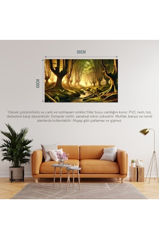 Doğa Ve Manzara Gizemli Orman 01 Çerçevesiz 90x60cm Pvc Tablo