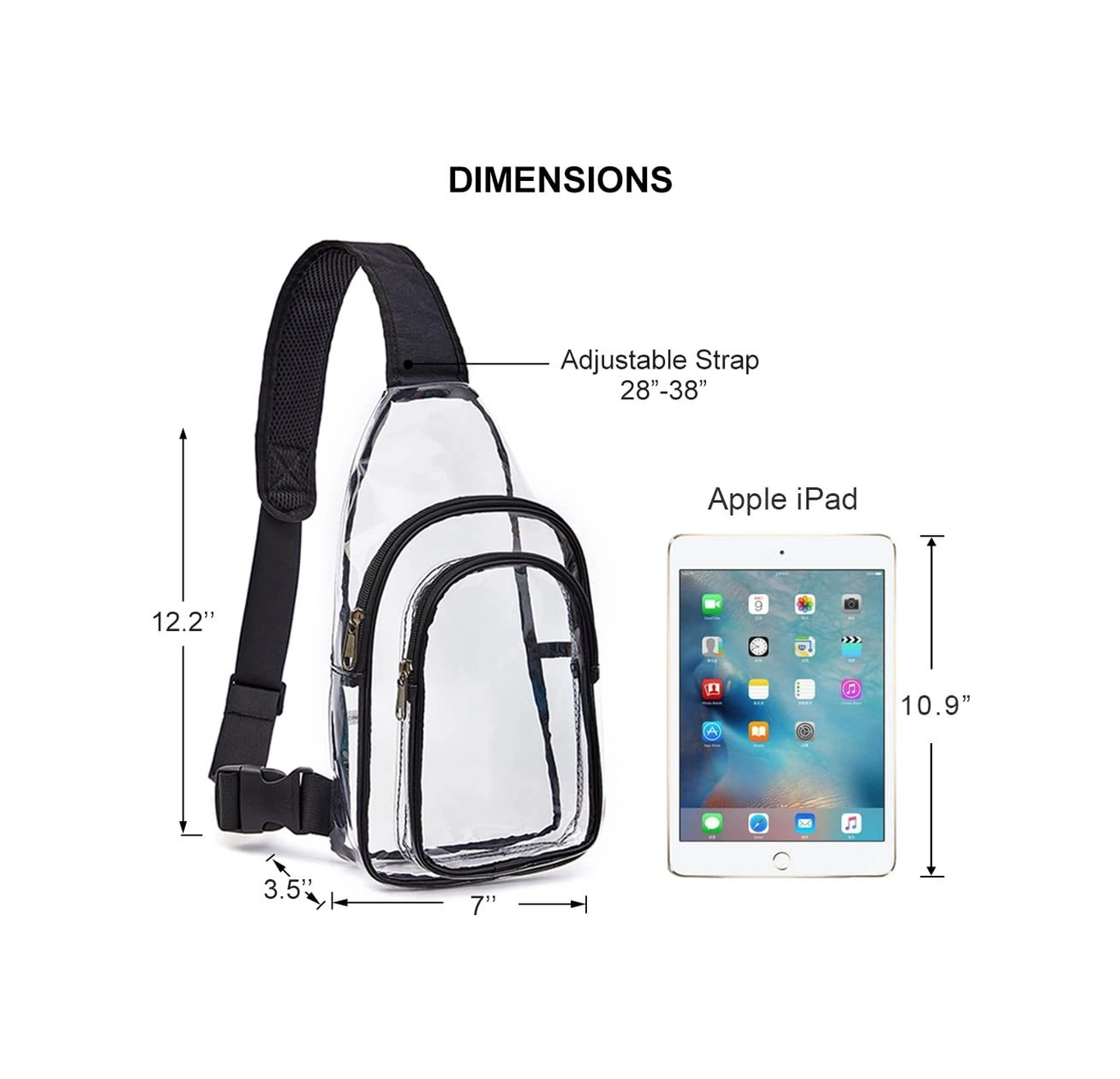 Yuntech01 Pvc Şeffaf Sling Çanta - Su Geçirmez Spor Stadyumu Güvenlik Çantası, Ayarlanabilir Askı, Üniversite Seyahat Çantası Çok Renkli