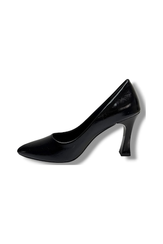 C-shoes 349-26 Kırışık Rugan Deri Kadın Stiletto Siyah