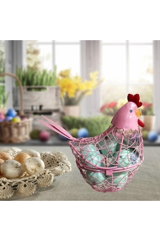 Trendooze Mini Pembe Tavuk Yumurta Tutucu Rustik Meyve Küçük Mekan Dekorasyonu Pembe