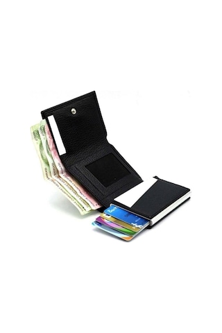 Aquablue Rfid Korumalı Otomatik Mekanizmalı Para Bölmeli Erkek Cüzdan & Kartlık