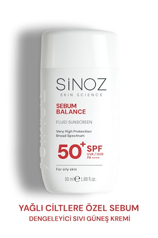 Sinoz Yağlı Ciltler için Sıvı Yüz Güneş Kremi SPF50+ 50 ML