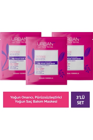 Intense & Keratin Aşırı Yıpranmış Ve Cansız Saçlara Özel Duş Öncesi Saç Bakım Maskesi 3x50ml-vegan