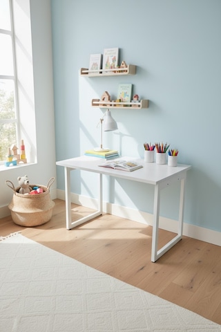 Vilinze Biga Sabit Mdf Metal Ayak Çalışma Ofis Masası - 60x90 Cm Beyaz