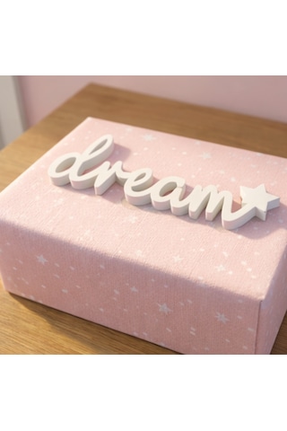 Dream Yazılı Yıldızlı Dekoratif Duvar & Raf Süsü Modern Masaüstü Dekor Beyaz