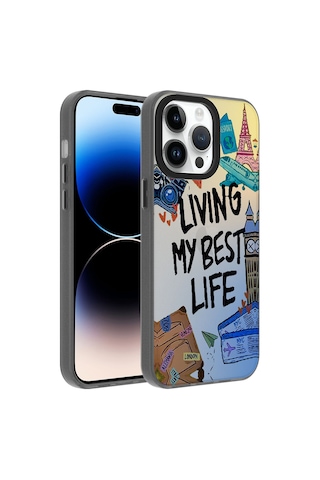 Apple Uyumlu iPhone 14 Pro Max Uyumlu Desenli Zore Dragon Sert Kılıf-seyahat Seyahat -
