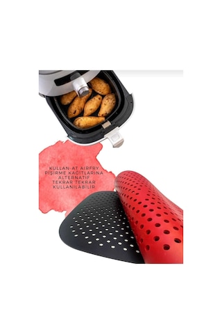Airfryer Silikon Kare Pişirme Matı 23 Cm 2 Li Renkli Silikon Siyah Diğer