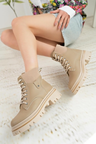 Nesil Shoes Dvm 5003 Vizon Bağcıklı Kadın Bot-vizon Vizon