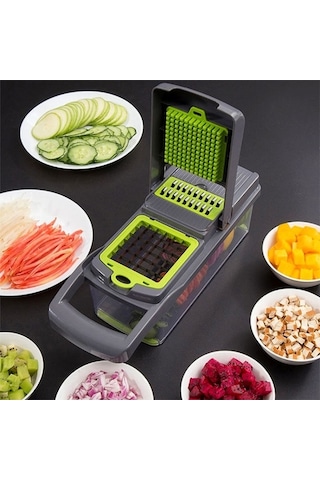 Maoyaya Mutfak Dilimleyici Meyve Kesici Patates Soyucu, Pratik Tasarım Yeşil-Siyah